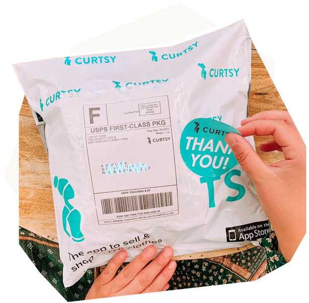 Curtsy shipping kit includes envelope to pack your orders and cute stickers to pack beautifully